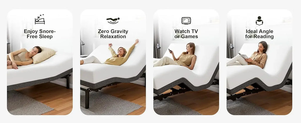 Queen Size Adjustable Bed Base, Wireless Remote Control, Whisper Quiet Durable Motor, Independent Head and Foot Inclin