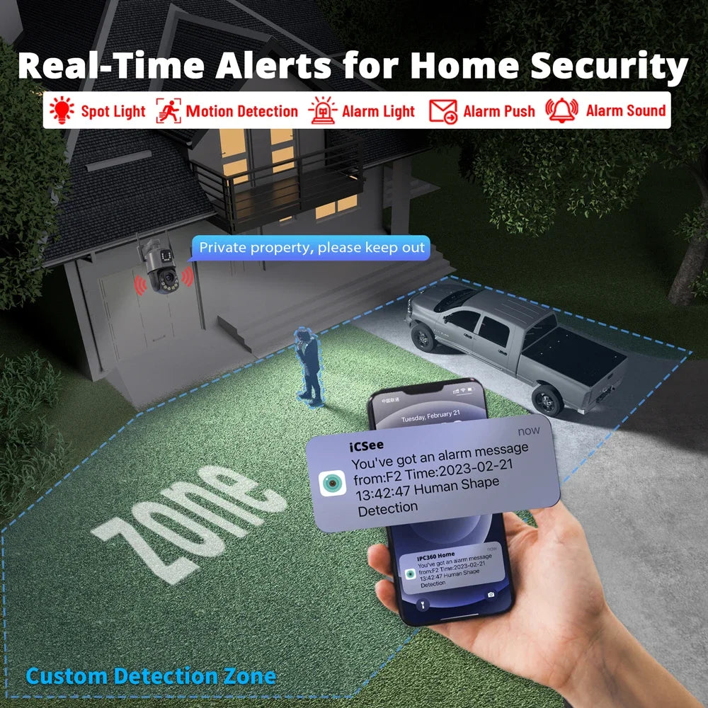 50X Optical Zoom Smart Dual Camera WiFi Outdoor Wireless 360 PTZ Surveillance Camera CCTV Motion Detect ICSEE Security Product