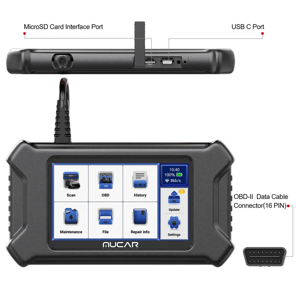 MUCAR CS90 Diagnostic Tools With 28 Reset Services Lifetime Free Auto Tools Engine System Diagnostic Scanner With 5inch Screen