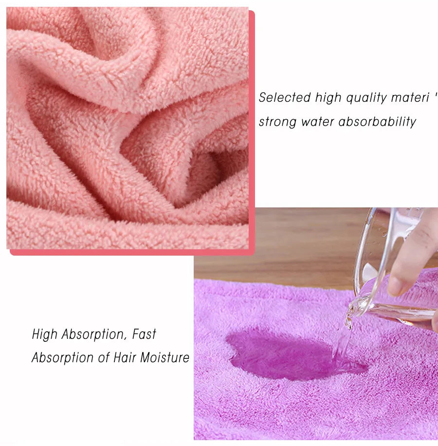 Bath Towel And Turban Hair Towel For Women With Lovely One Pocket Wearable Microfiber Towels 2 Pcs/Set Bathroom Accessories