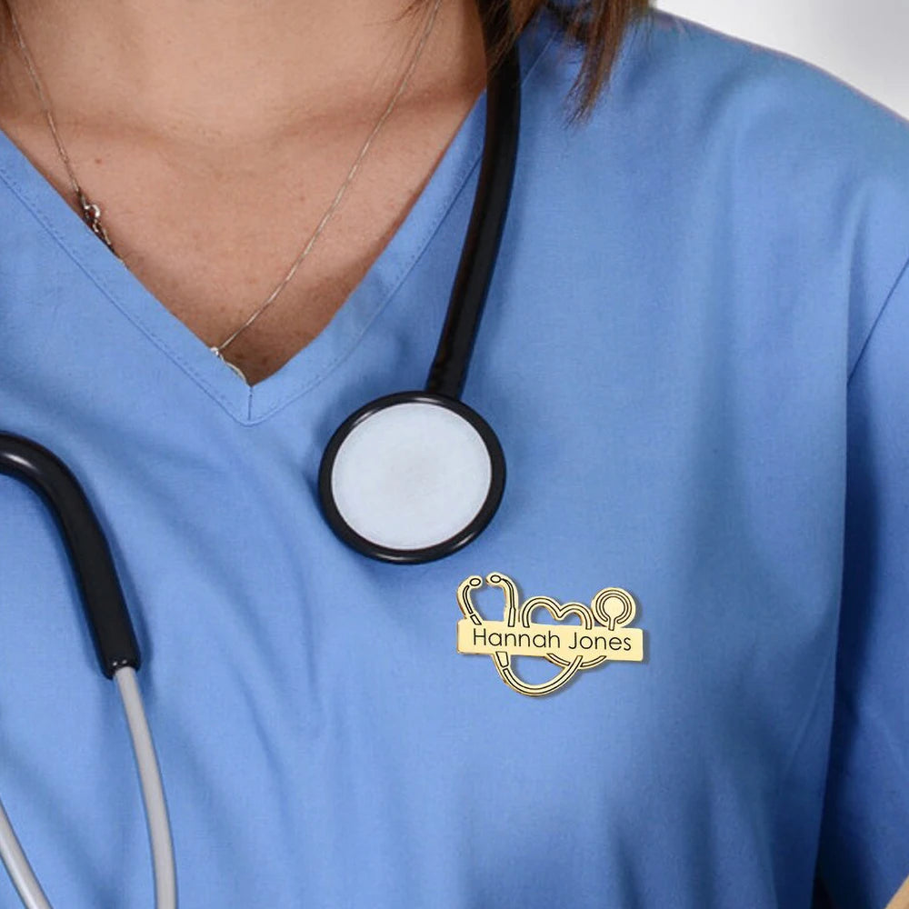 Custom Healthcare Worker Brooch Can Make Names Laser Engraved Stainless Steel Products Healthcare Worker Gifts