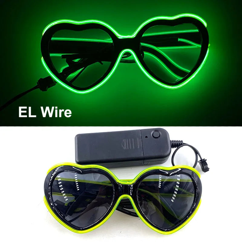 Novelty Fluorescent Luminous Glasses LED Light Up Rave Glasses Concert Supplies Neon Glowing Disco Glasses Props