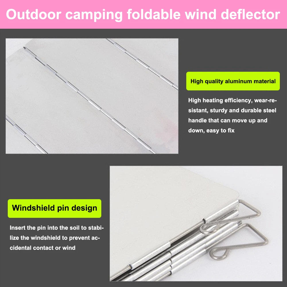 Outdoor camping wind deflector ultra light aluminum alloy foldable with pin stove head wind deflector portable wind deflector