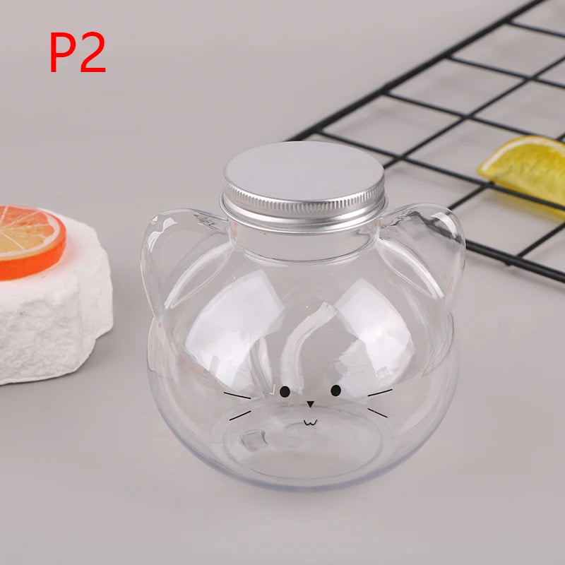 500ML Kawaii Bear Water Bottle For Milk Tea Coffee Juice Portable Drinking Cup Home Transparent Juicing Beverage Drink Bottles