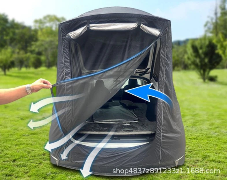 For Tesla Model Y Camping Tent Kit Waterproof Tailgate Shade Awning Anti-Tear Car Rear Extension for Outdoor Adventures Hiking