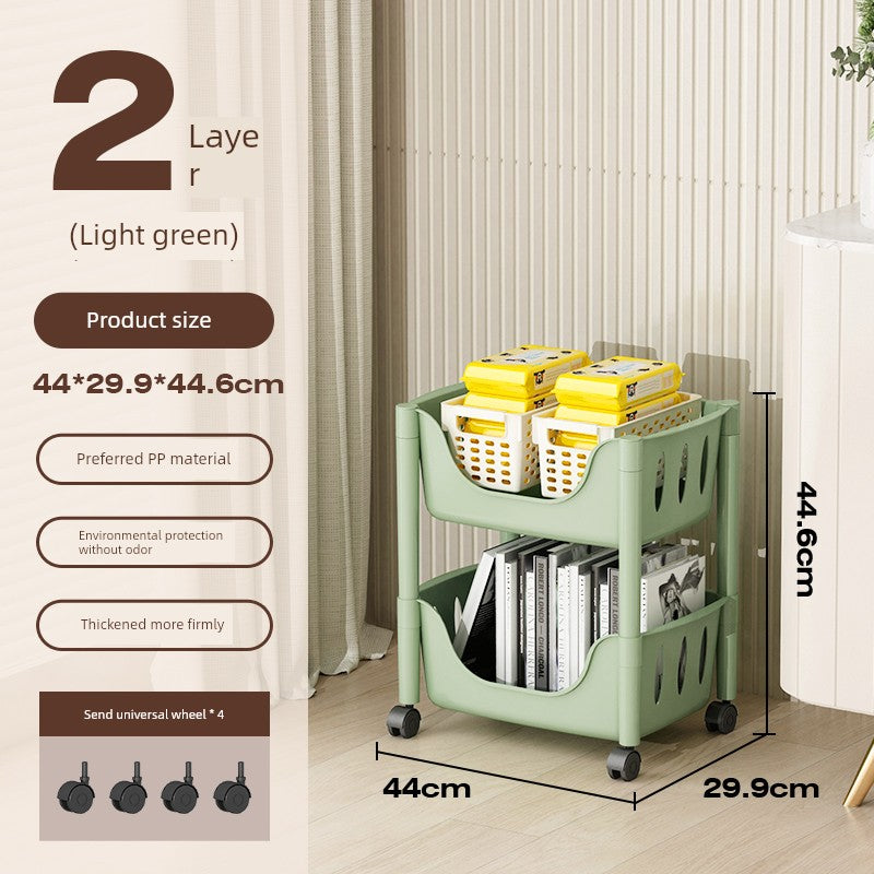 Multi-Layer Fruit and Vegetable Living Room and Bathroom Bookshelf Mobile Trolley