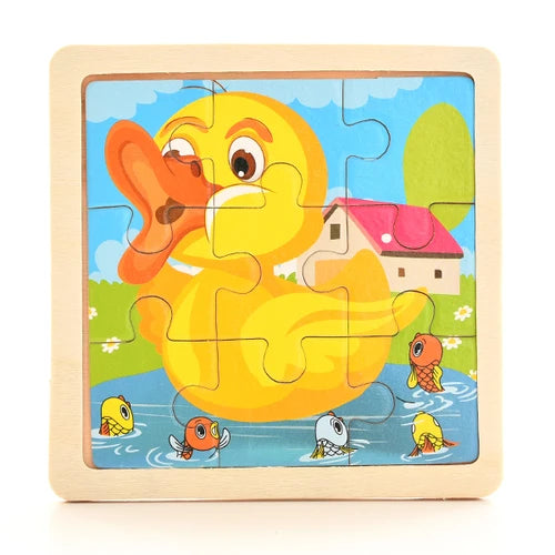 Baby Wooden Montessori Puzzle Child Game Wooden Puzzle 3D Cartoon Animal Puzzle Babies Toys Puzzles For Kids 1 2 3 Year Old