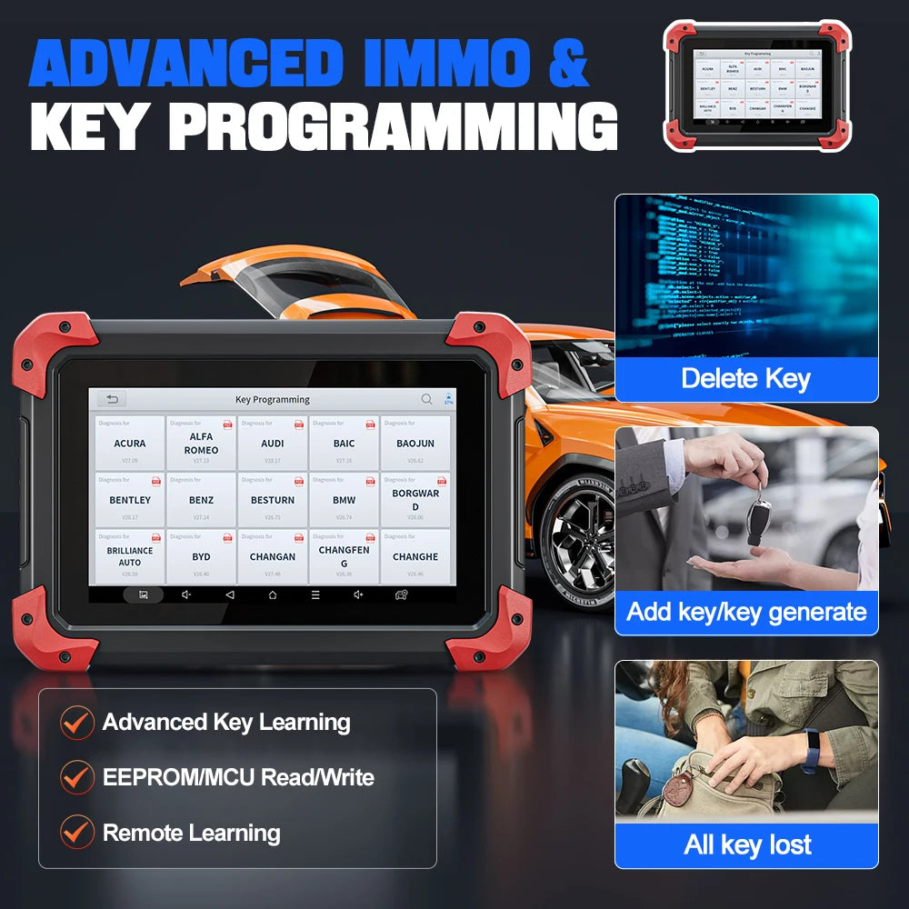 XTOOL D7 V2.0 All System Car Diagnostic Tool FCA Auto Auth ECU Coding 38+ Service Active Test OBD2 Scanner CAN FD DOIP