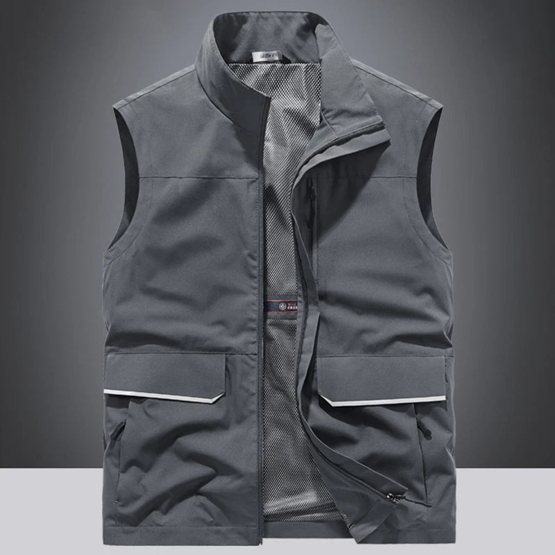 Top Quality Outdoor Professional Reflective Vests Men Summer Multi-pocket Zipper Light Casual Hiking Fishing Cycling Safety Vest