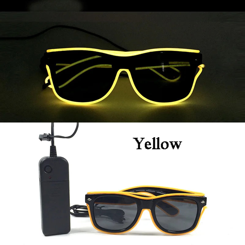 Novelty Fluorescent Luminous Glasses LED Light Up Rave Glasses Concert Supplies Neon Glowing Disco Glasses Props