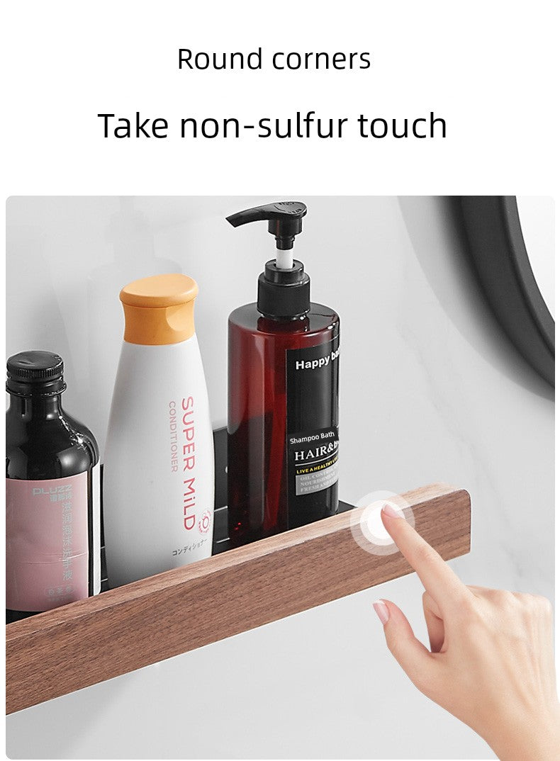 Punch-Free Kitchen Washstand Wall-Mounted Solid Wood Storage Rack