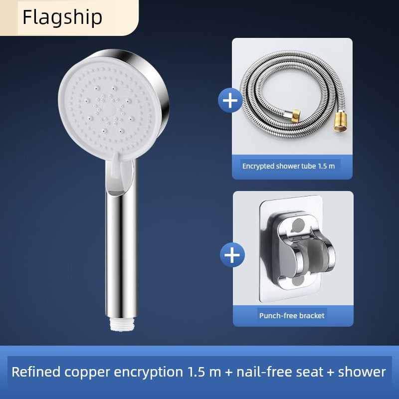 Shower Hose Explosion-Proof Shower Tube Boost Nozzle Refined Copper Neutral Connecting Pipe Water Heater Accessories Complete Collection Punch-Free