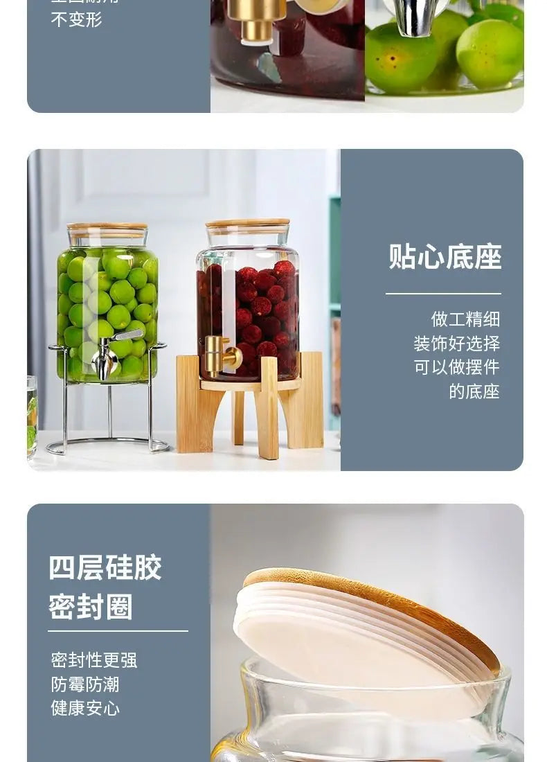 Glass Bottle with Faucet for Brewing Wine, Special Container for Brewing Cans, Sealed Liquor Jug