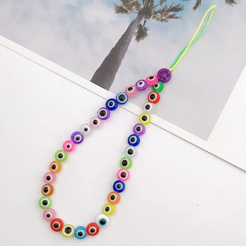 Bohemian Butterfly Soft Pottery Phone Chain Lanyard DIY Letters LOVE Pearl Beaded Phone Case Rope Charm Jewelry Accessories 2023
