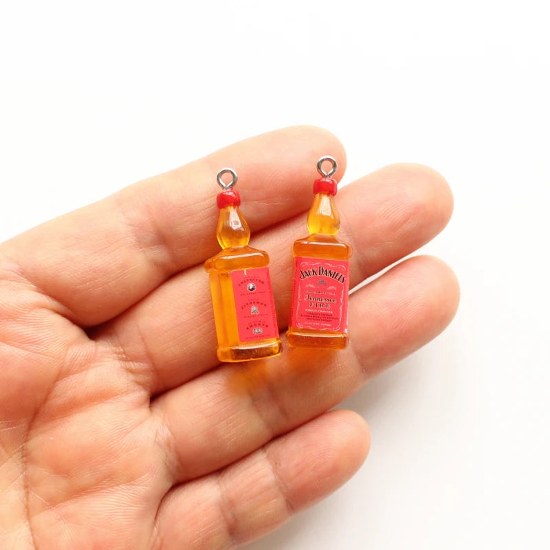 10pcs Mini Alcohol Drink Bottle Charms Simulation Beverages Pendants for Earrings Necklaces Keychain DIY Jewlery Making Craft