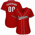 Custom Red White-Black Authentic Baseball Jersey  Personlized Football Short Sleeves Athletic Tee Shirts Unisex Top
