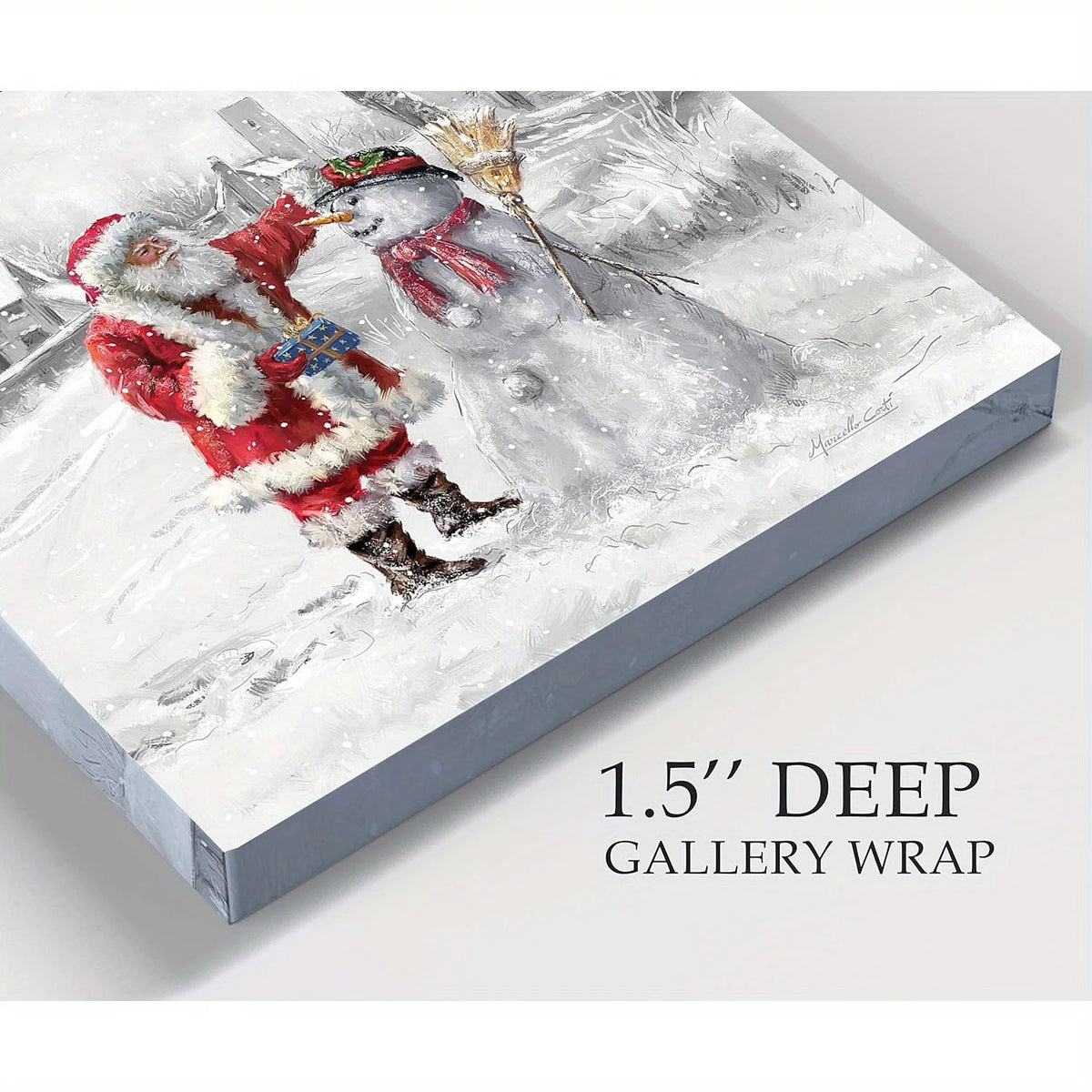 Gallery Christmas Canvas Painting Merry Father Christmas and Snowman Winter Snow Mural Dining Room Living Room Home Decoration