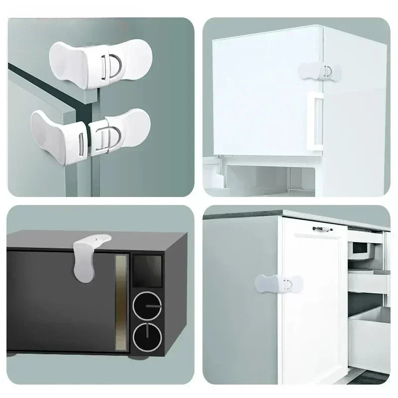 Baby Safety Lock Drawer Anti-Pinching Hand Cabinet Drawer Locks Plastic White Safety Buckle for Children Security Protection