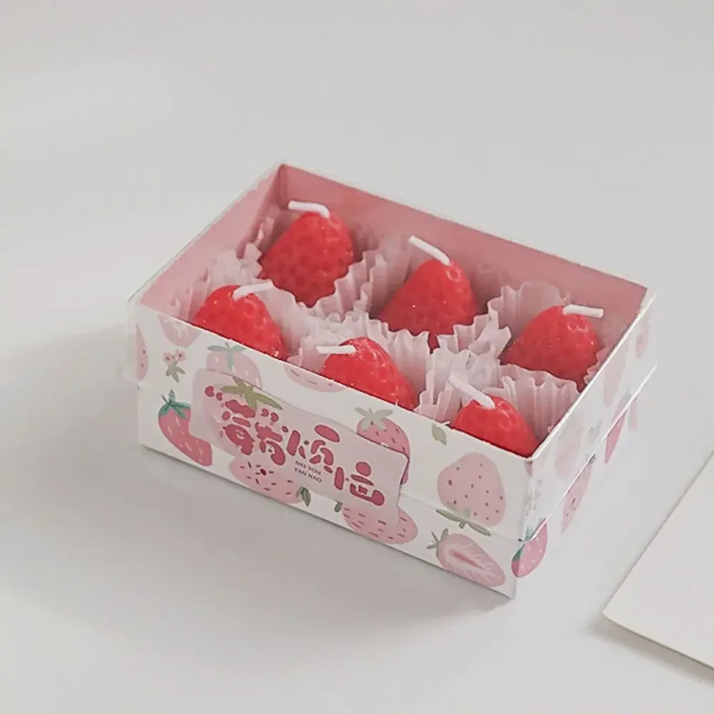 6/9pcs Strawberry Candles Soy Wax Aromatherapy Scented Candles Cake Party Home Decoration Creative Birthday Wedding Gift
