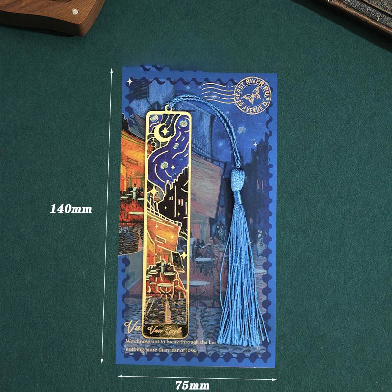 1pcs Art bookmark metal hollow Oil Painting  Student Reading Mark Floral Painting Book Accessories Aesthetic Stationery Gift