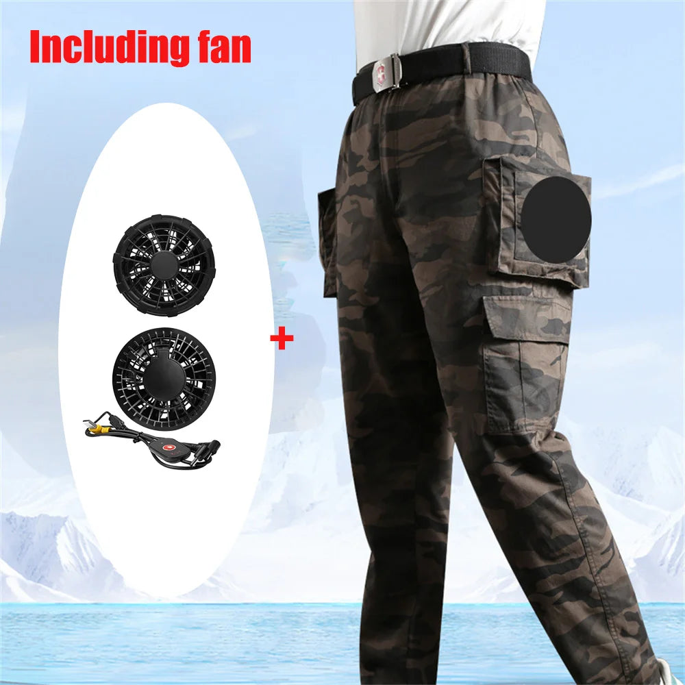 Fan Pants Cold Fishing Pure Cotton Site Welder Camping Ride Climbing Hiking Sports Fan Suit Air-Conditioning Clothes Fan Cooling