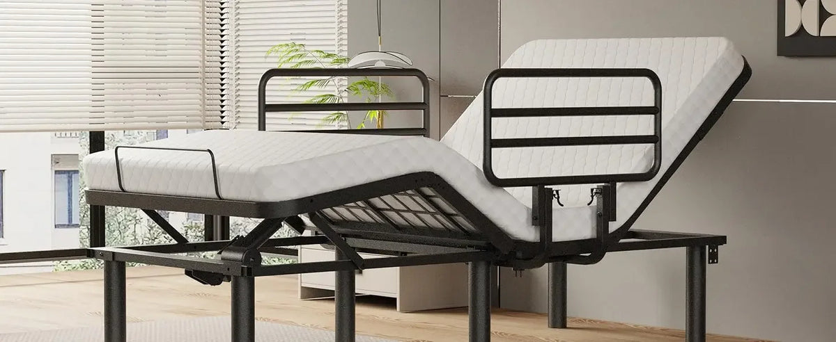 Adjustable Bed Base with one Bed Assist Rail for Seniors, Premium Quiet Motor, Anti-Snore, Zero Gravity, Memory Pre-Sets, Wirele