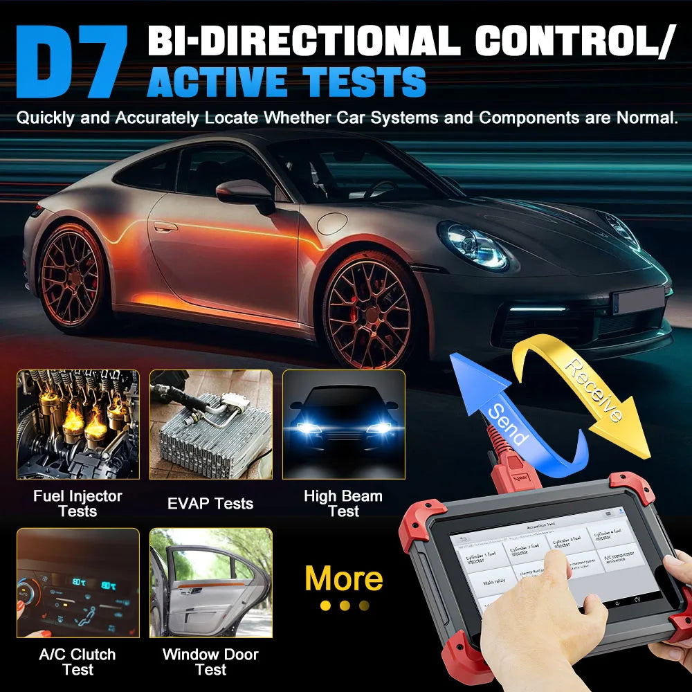 XTOOL D7 All System Car Diagnostic Tools Bidirectional Scanner ECU Coding Automotive Scanner 38+ Services Add CANFD Functions