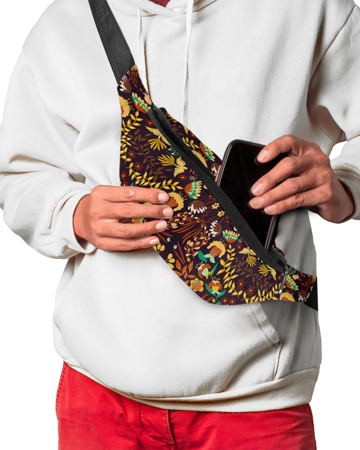 Colorful Mexico Flower Bird Men Women Waist Bag Fanny Pack Purse Large Phone Belt Bag Wallet Pouch Waterproof Banana Hip Bags