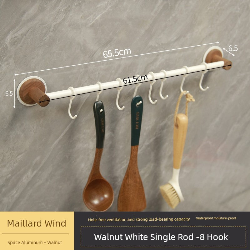 Punch-Free Kitchen Washstand Wall-Mounted Solid Wood Storage Rack