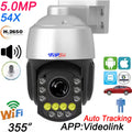 Max.256G Full Color Auto Tracking CamHi H.265+ 8MP 4K IMX415 54X Optical Zoom Audio Alarm WIFI POE PTZ 2 in 1 IP Security Camera