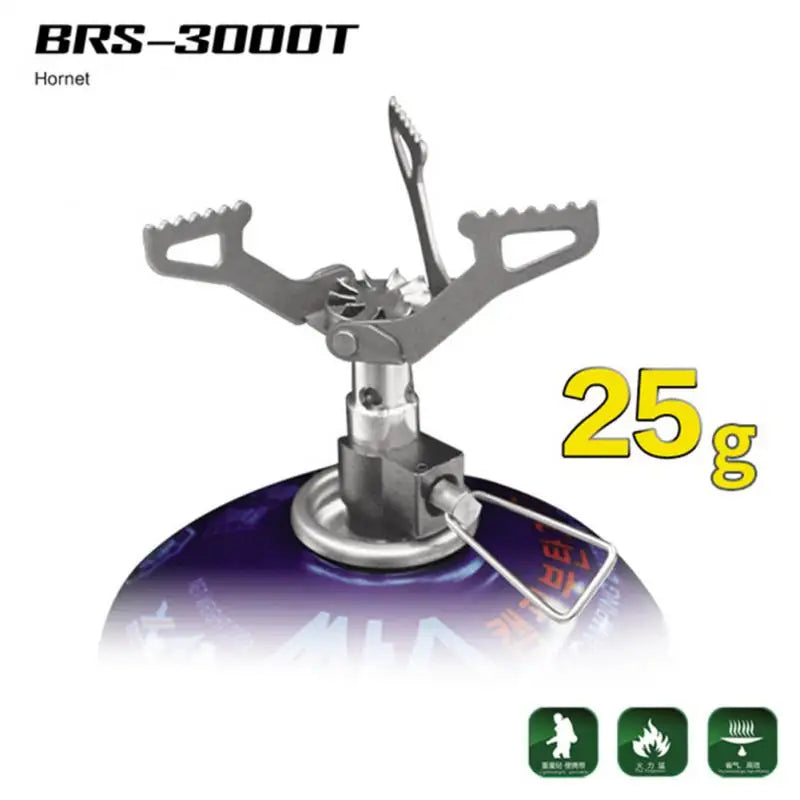 BRS-3000T Titanium Mini Camping Gas Burners 25g 2700W One-Piece Pocket Stove Outdooor Hiking Folding Cooking Furnace Portable