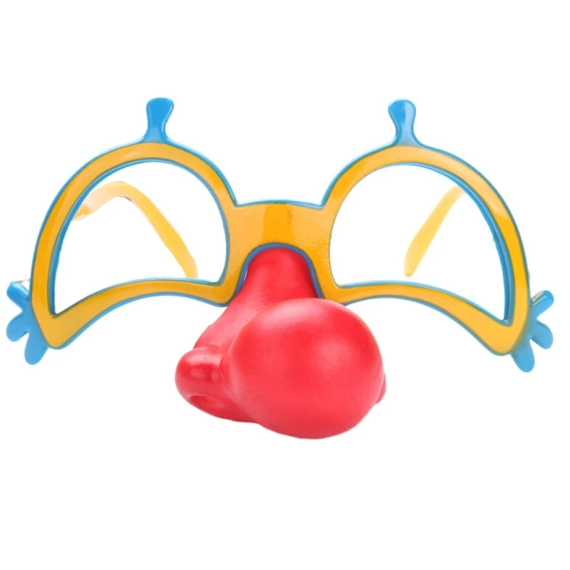 Funny Disguise Glasses Novelty Clown Eyewear with Soft Nose for Halloween Cosplay Photo Props for Adult Kid