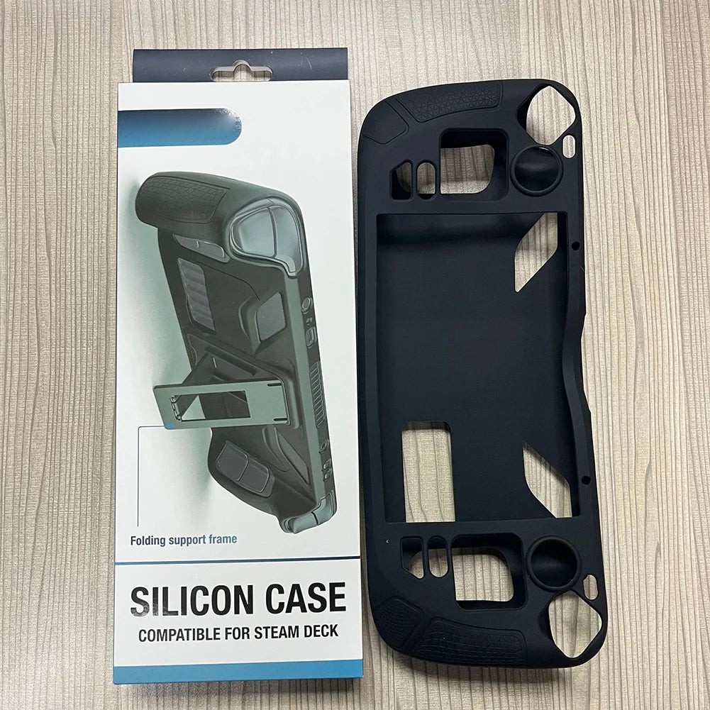 Silicone Case For Steam Deck OLED Game Console Full Protection with Bracket Cover Shell Anti-fall Protective Case for Steam Deck