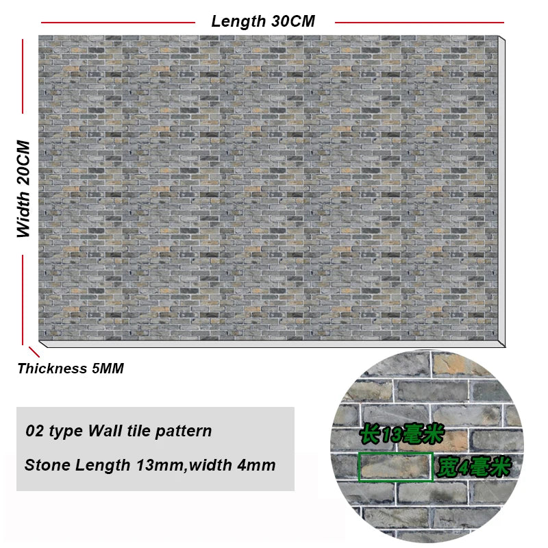 PVC Building Wall Panel Material 20X30CM Floor Tile Miniature Model For Diy Handmade House Design Scene Layout Diorama Kit 1Pcs
