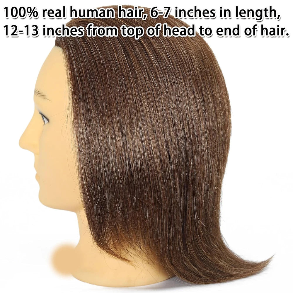 Male Mannequin Head With 100% Real Human Hair Black For Practice Hairdresser Cosmetology Training Doll Head For Hair Styling