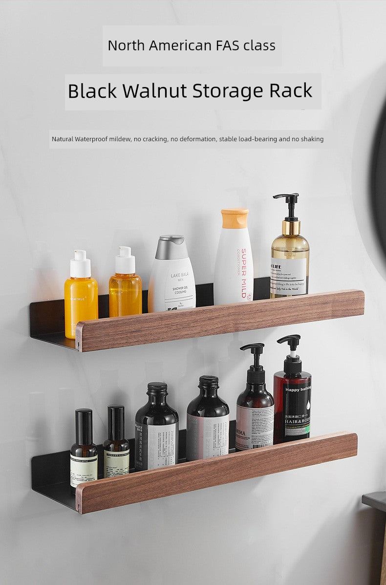 Punch-Free Kitchen Washstand Wall-Mounted Solid Wood Storage Rack