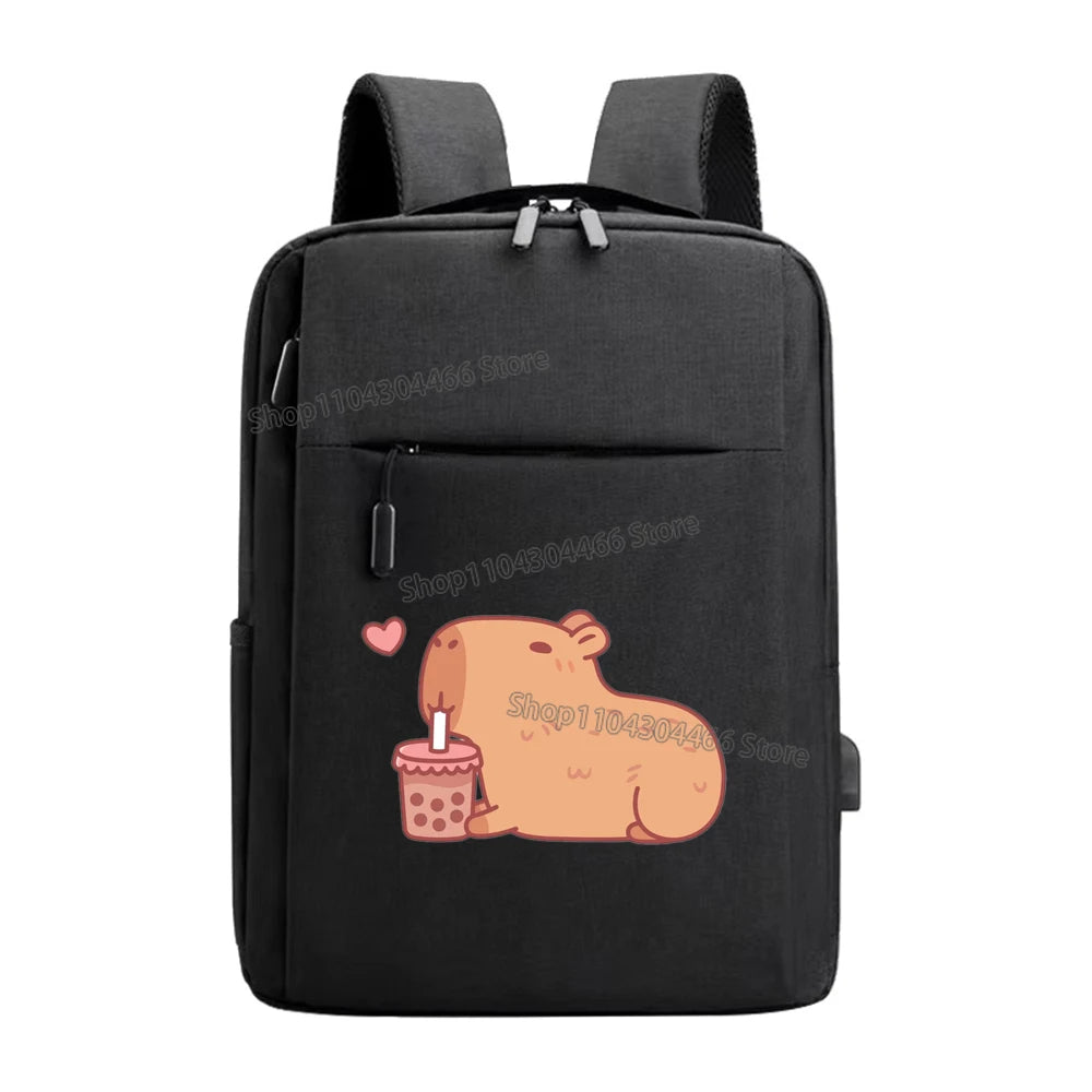 Capybara Laptop Backpack for Men,women Cute Animal Multi-functional Backpacks Fashion Anime Male Usb Charging Computer Bag Gift