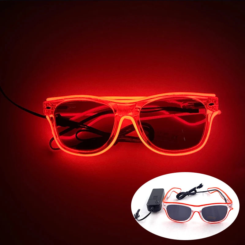 Novelty Fluorescent Luminous Glasses LED Light Up Rave Glasses Concert Supplies Neon Glowing Disco Glasses Props