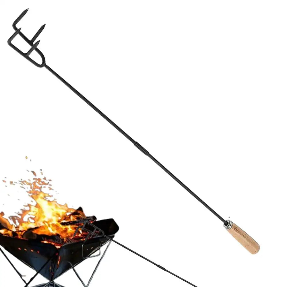 Fire Poker For Fire Pit Outdoor Camping Fire Poker 33 Inch Fireplace Poker With Wood Handle Long Campfire Poker Fire Pit Tools