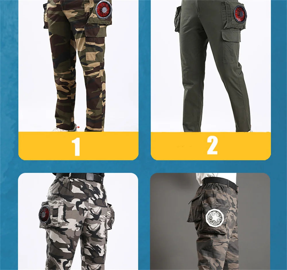 Fan Pants Cold Fishing Pure Cotton Site Welder Camping Ride Climbing Hiking Sports Fan Suit Air-Conditioning Clothes Fan Cooling