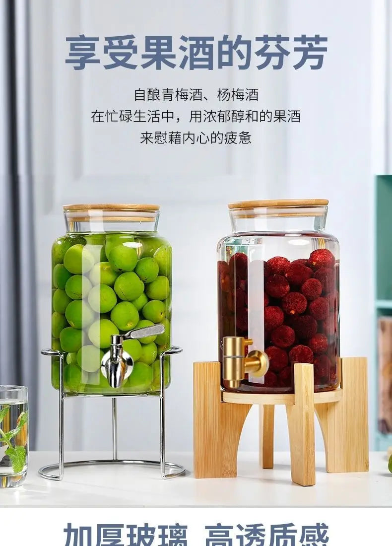 Glass Bottle with Faucet for Brewing Wine, Special Container for Brewing Cans, Sealed Liquor Jug