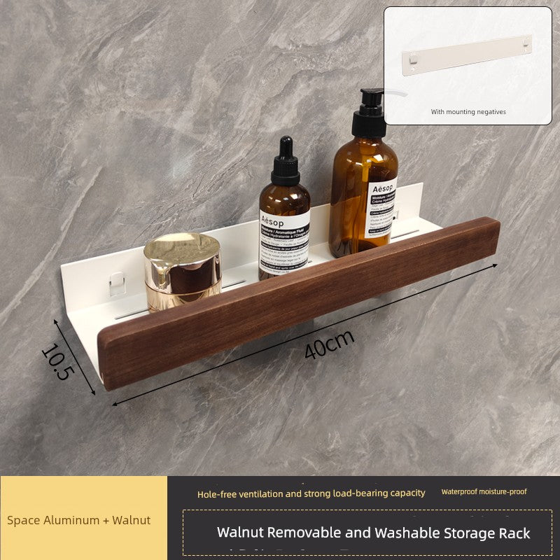 Punch-Free Kitchen Washstand Wall-Mounted Solid Wood Storage Rack