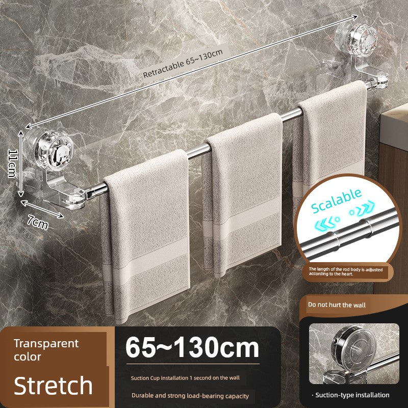 Suction Cup Towel Rack Bathroom Punch-Free Bathroom Retractable Towel Bar Storage Rack Bathroom Bath Towel Storage Rack