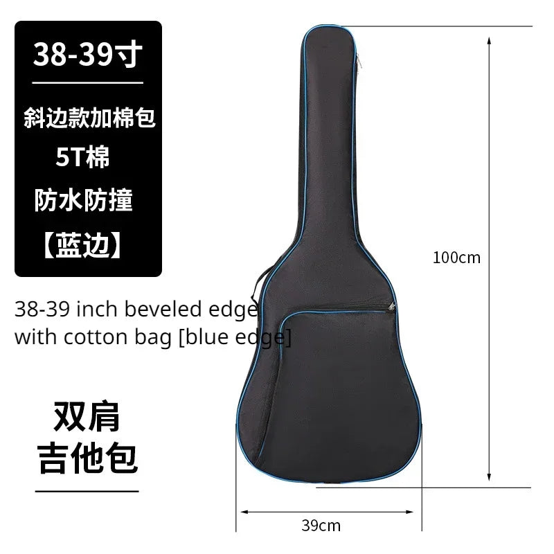 600D Oxford Fabric Waterproof Guitar Case Double Shoulders Padded Backpack 21-41in Guitar Bass Musical Instrument Carry Bag