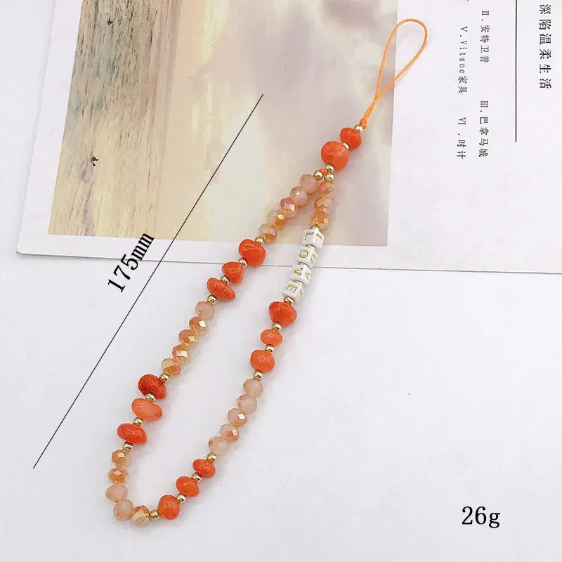 2023 Pink Acrylic Heart Cellphone Chain Lanyard Jewelry for Women Vintage Devil Eye Flower Charm Phone Case Strap Accessories