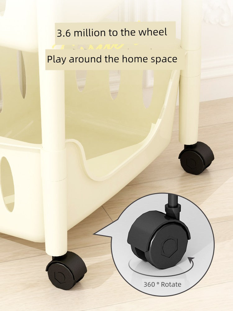 Multi-Layer Fruit and Vegetable Living Room and Bathroom Bookshelf Mobile Trolley