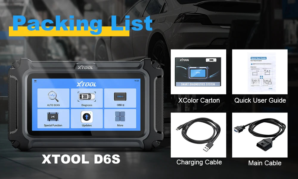 XTOOL D6 D6S Car Diagnostic Tools All System Automotive Scanner For All Car 30+ Services Lifetime Free Update Built-in CANFD FCA