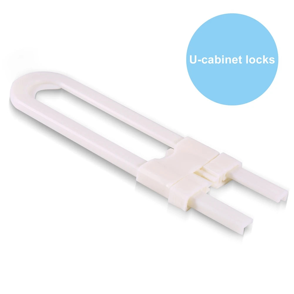 1PC U Shape Children Home Protection ABS Plastic Safety Lock Baby Safety Adjustable Multi-function Baby Cabinet Locks