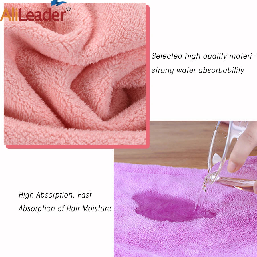 Bath Towel And Turban Hair Towel For Women With Lovely One Pocket Wearable Microfiber Towels 2 Pcs/Set Bathroom Accessories