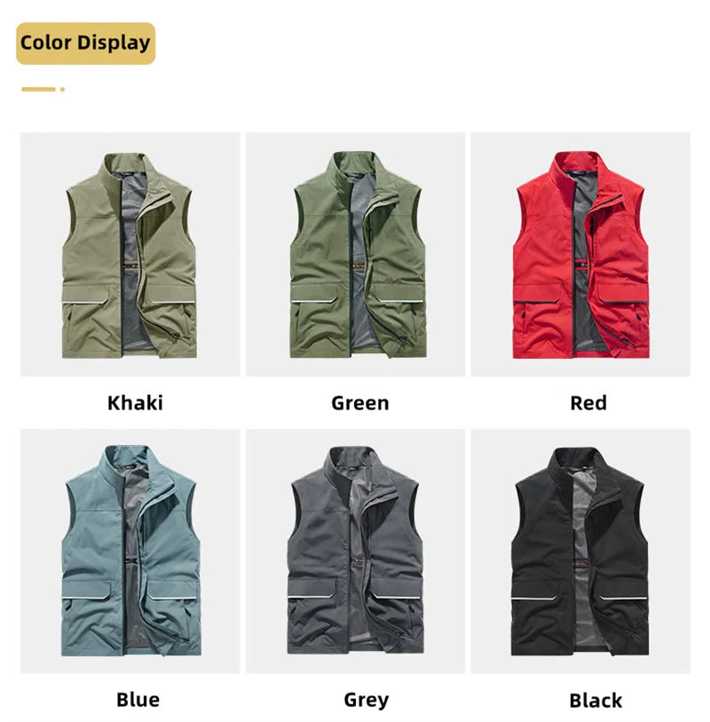 Top Quality Outdoor Professional Reflective Vests Men Summer Multi-pocket Zipper Light Casual Hiking Fishing Cycling Safety Vest